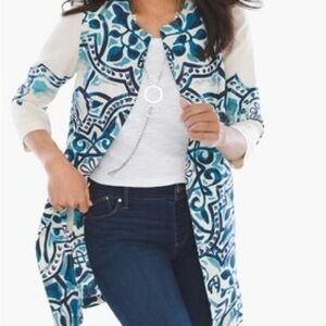 New Chico’s Artisan Printed Linen Batik Jacket 2
